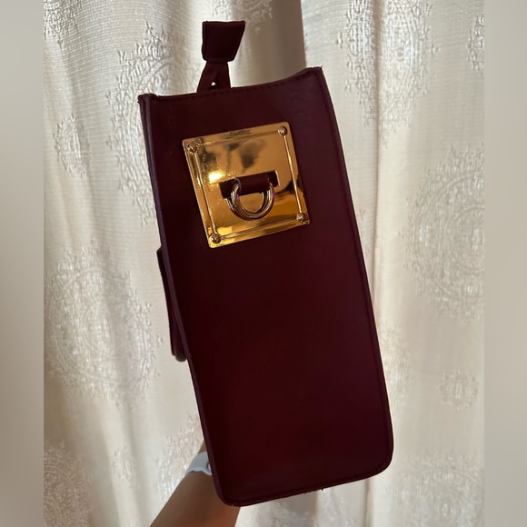 Burgundy Plum Wine Red and Gold Purse - Picture 3 of 5